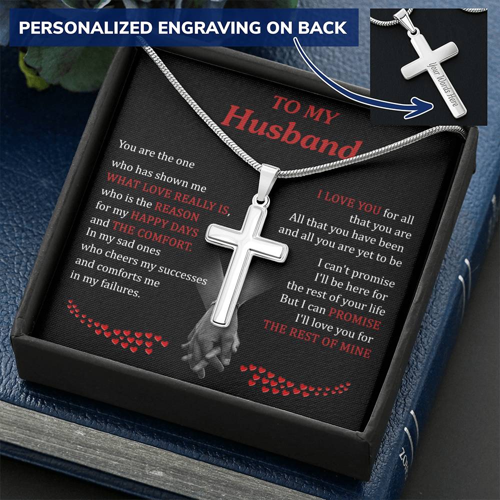 For Husband - What Love Really Is - Cross 1 Customize Engraved Cross Necklace