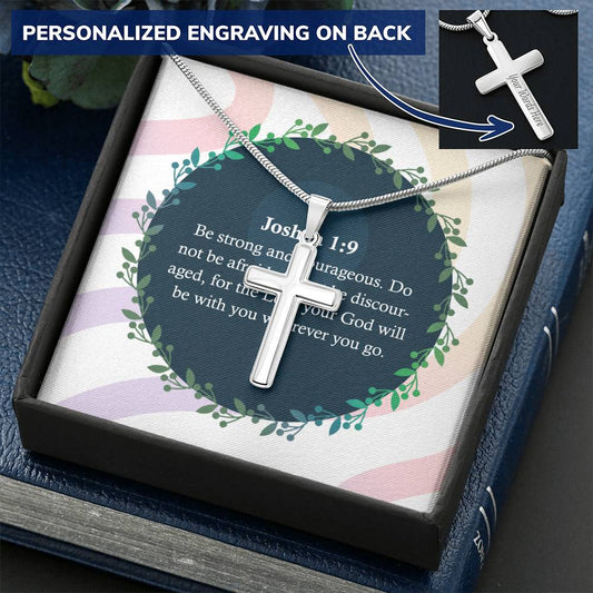 Christian Cross Necklace Faith Cross Necklace Righteous Cross Pendant Bible Verse Customize Engraved Cross Necklace