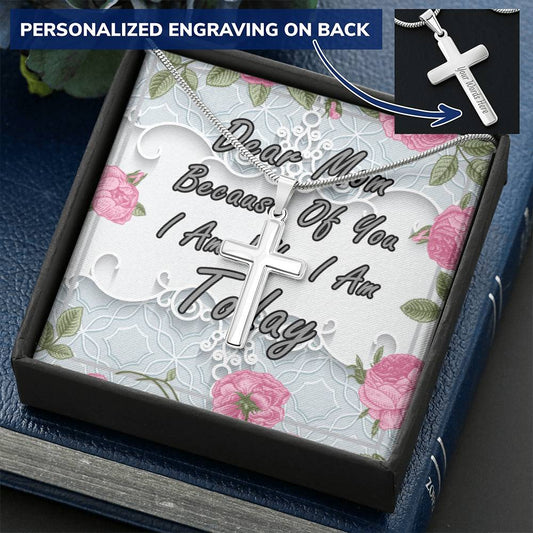Dear Mom Cross Customize Engraved Cross Necklace