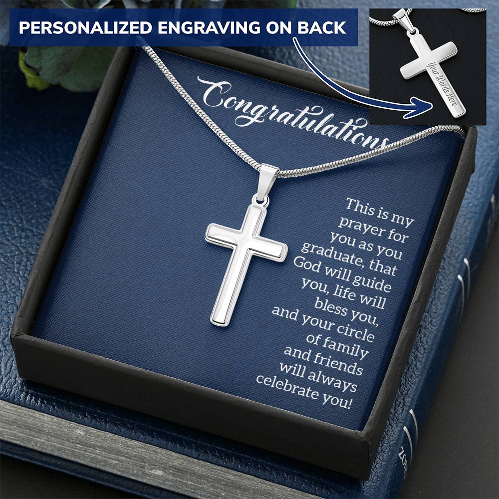 Customised Name Pendant In A Cross For Graduating Best Friend Customize Engraved Cross Necklace