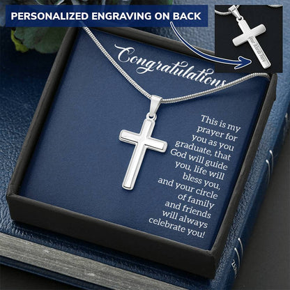 Customised Name Pendant In A Cross For Graduating Best Friend Customize Engraved Cross Necklace