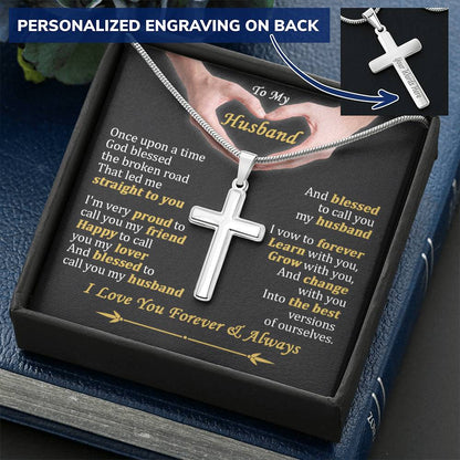 For Husband - Call You My Husband - Cross Customize Engraved Cross Necklace