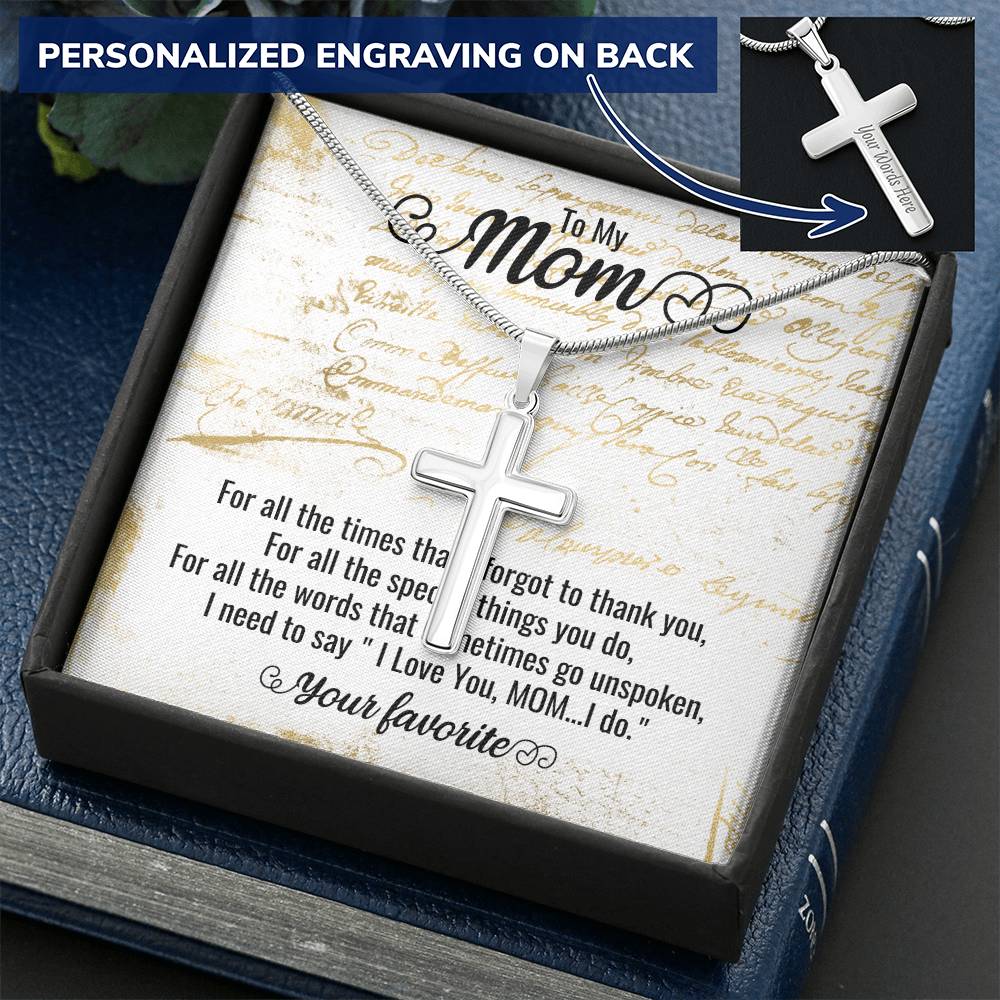 Cross Necklace For Mother's Day Customize Engraved Cross Necklace