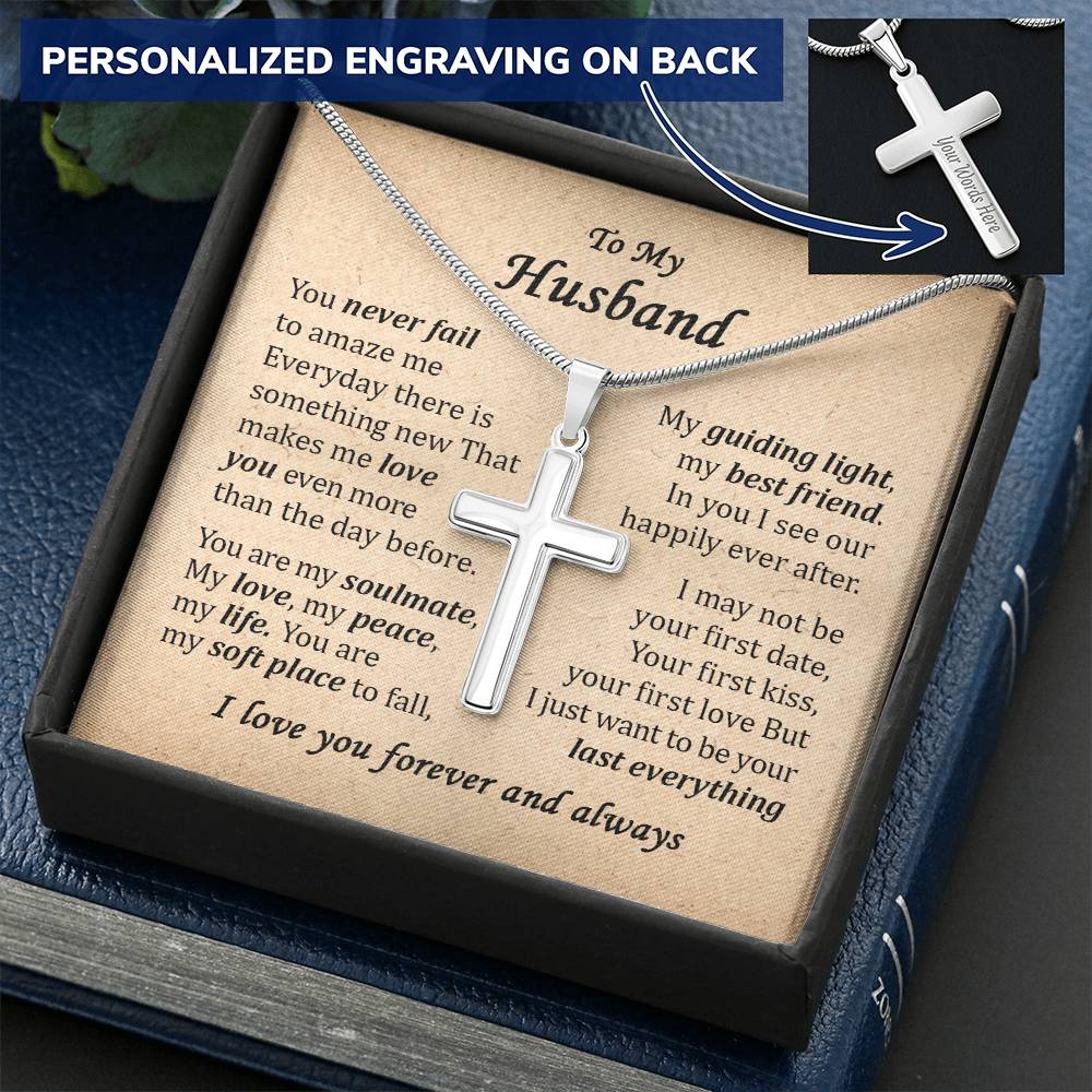 For Husband - More Than The Day Before - Cross Customize Engraved Cross Necklace