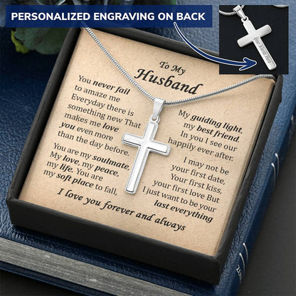For Husband - More Than The Day Before - Cross Customize Engraved Cross Necklace