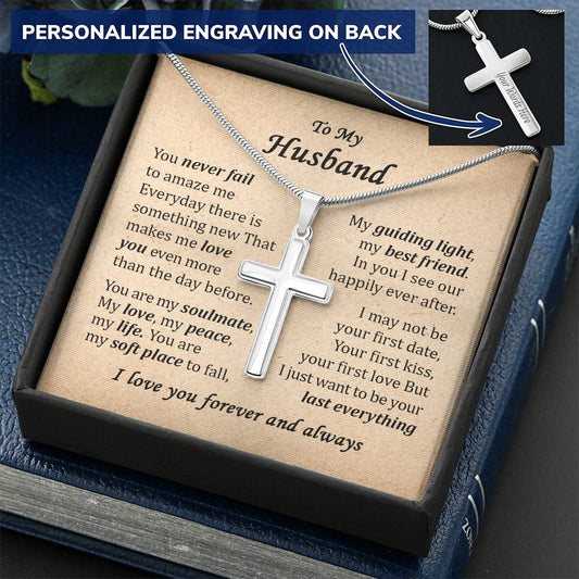 For Husband - More Than The Day Before - Cross Customize Engraved Cross Necklace