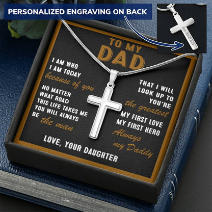 For Dad - My First Hero - Cross Customize Engraved Cross Necklace