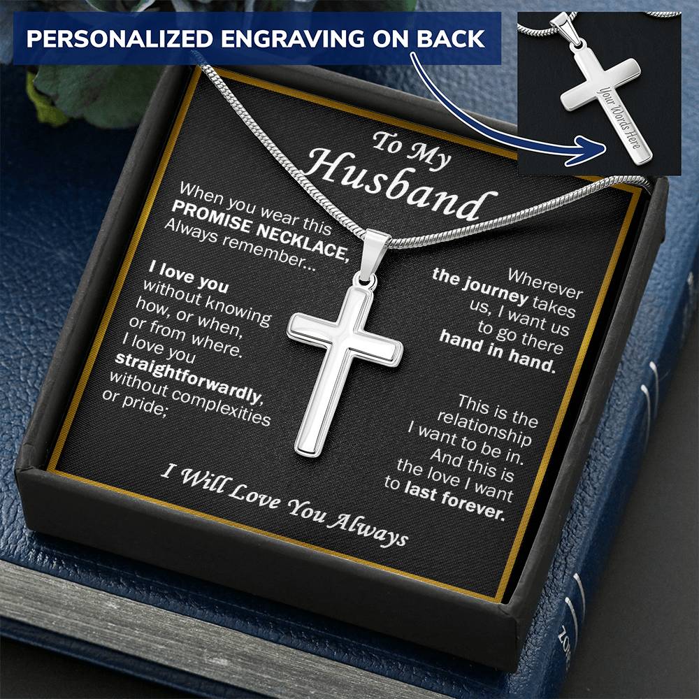 Gift For Husband - Complexities - Cross Customize Engraved Cross Necklace