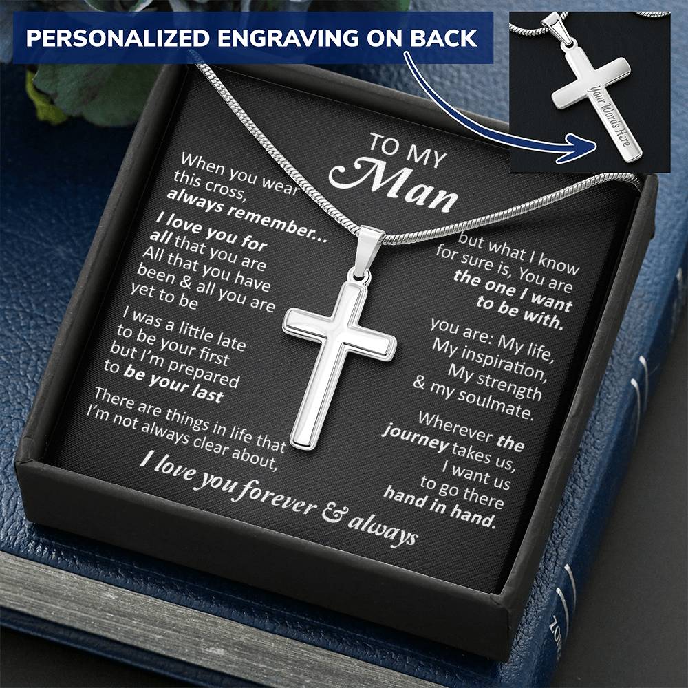 For Your Man - I Know 1 - Cross Customize Engraved Cross Necklace