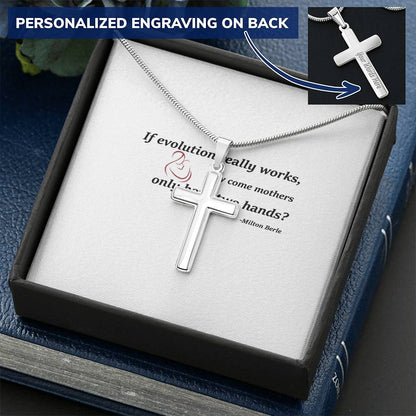 Cross Necklace For My Loving Mom Customize Engraved Cross Necklace
