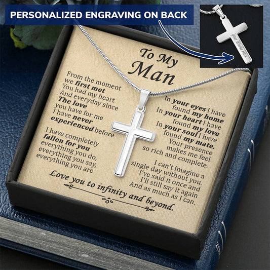 For Your Man - The Love You Have For Me - Cross Customize Engraved Cross Necklace