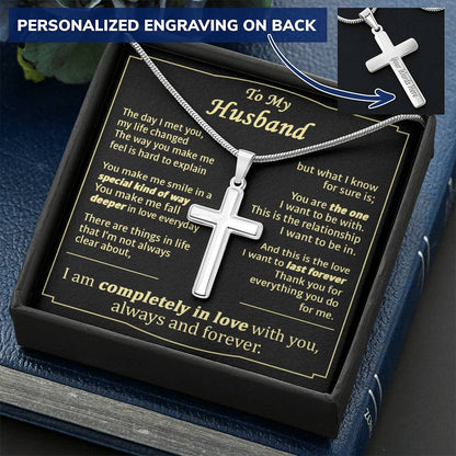For Husband - The Day I Met You - Cross 1 Customize Engraved Cross Necklace