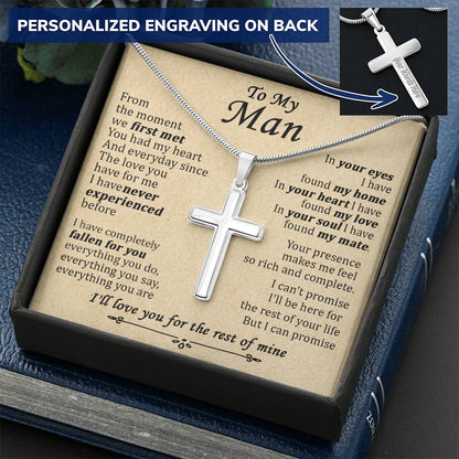 For Your Man - You Had My Heart - Cross Customize Engraved Cross Necklace