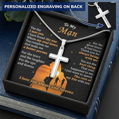 For Your Man - Good Times - Cross Customize Engraved Cross Necklace