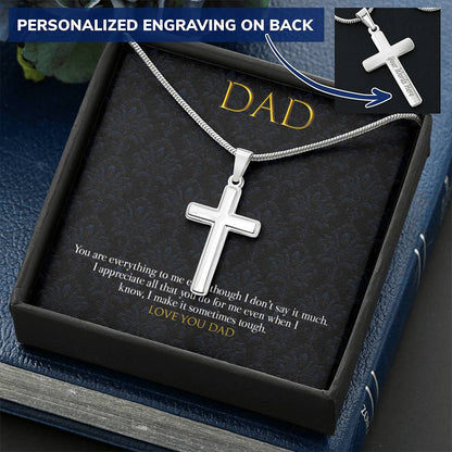 Dad Pendant Customize Engraved Cross Necklace