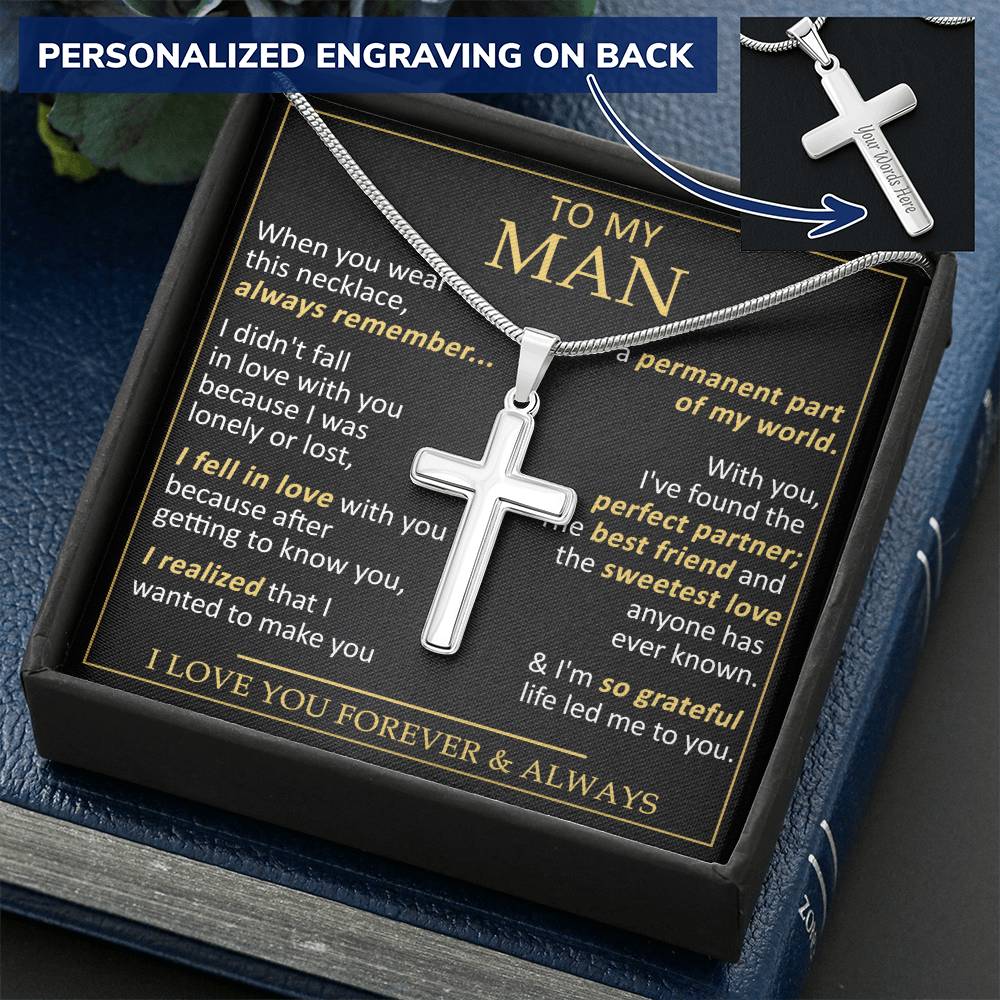 For Your Man - Get To Know You - Cross Customize Engraved Cross Necklace