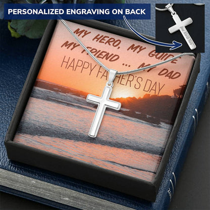 Father’S Day Cross Chain Necklace Customize Engraved Cross Necklace