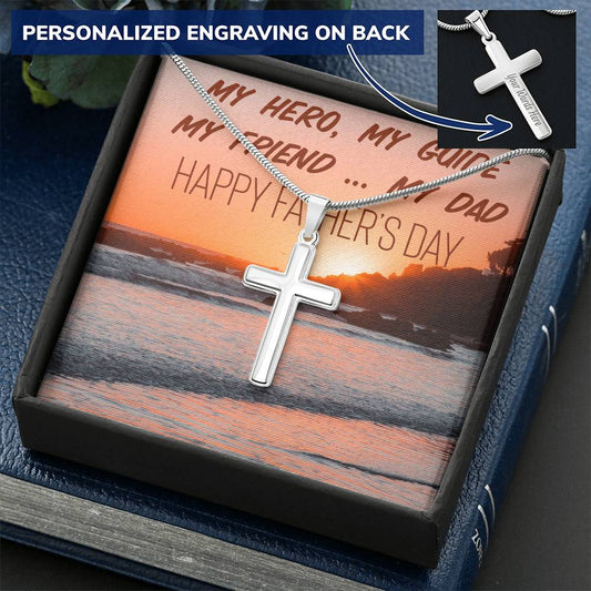 Father’S Day Cross Chain Necklace Customize Engraved Cross Necklace