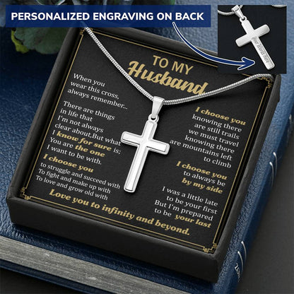 For Husband - I Want To Be With You - Cross Customize Engraved Cross Necklace