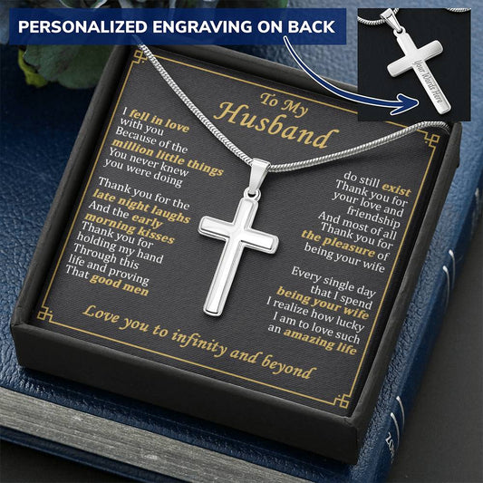For Husband - Million Little Things - Cross Customize Engraved Cross Necklace