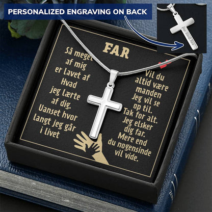 Gave Til Far - Korshalskæde Customize Engraved Cross Necklace