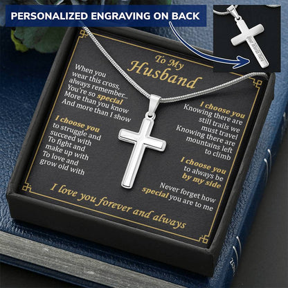 For Husband - You're So Special - Cross Customize Engraved Cross Necklace