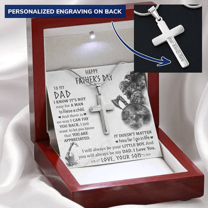 Gift For Dad 3 Customize Engraved Cross Necklace