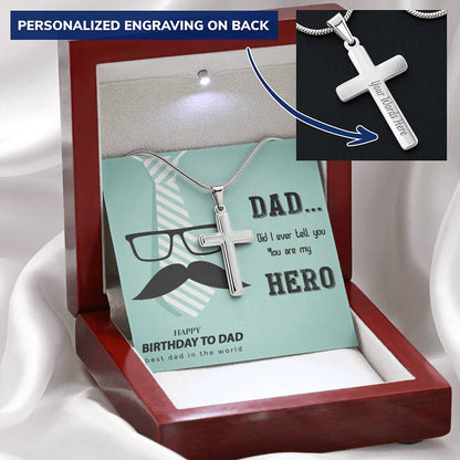 Dad Gift From Daughter Dad Birthday Gift From Daughter  Cross Necklace For Dad. 2 Customize Engraved Cross Necklace
