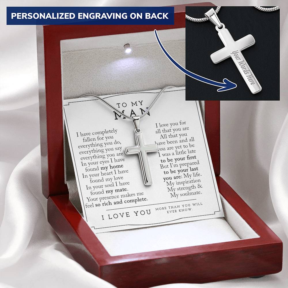 Cross Necklace Gifts For Boyfriend Boyfriend Anniversary Gift Christian Cross Necklace For Boyfriend Customize Engraved Cross Necklace