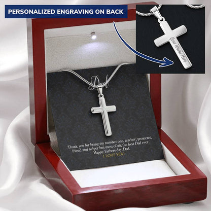 Father Day Cross Pendant Customize Engraved Cross Necklace