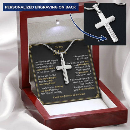 For Your Man - Late Night Laughs - Cross Customize Engraved Cross Necklace