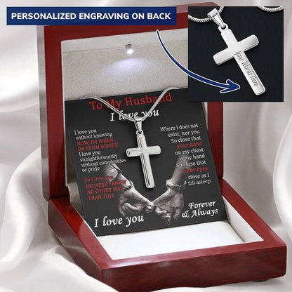 For Husband - Love You Without Complexities - Cross Customize Engraved Cross Necklace