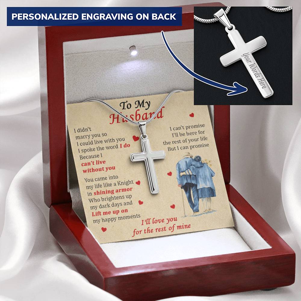 For Husband - Shining Armor - Cross Customize Engraved Cross Necklace