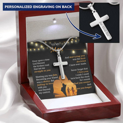 For Your Man - The Best Decision - Cross Customize Engraved Cross Necklace