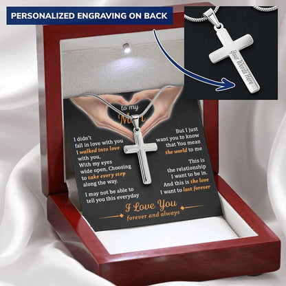 For Your Man - Tell You Everyday - Cross Customize Engraved Cross Necklace
