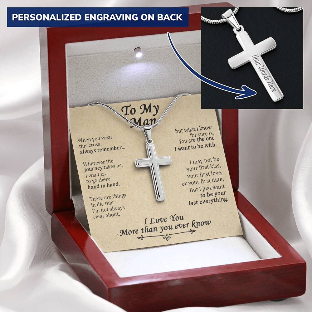 For Your Man - You Are The One - Cross Customize Engraved Cross Necklace