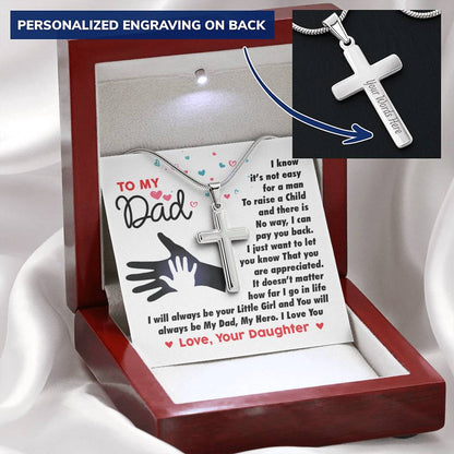 Gift For Dad - Cross Necklace Customize Engraved Cross Necklace