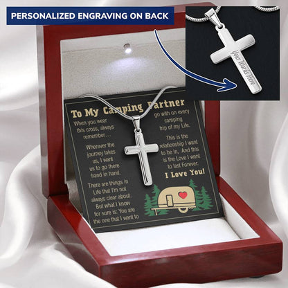 Camping Partner - Cross Necklace Customize Engraved Cross Necklace
