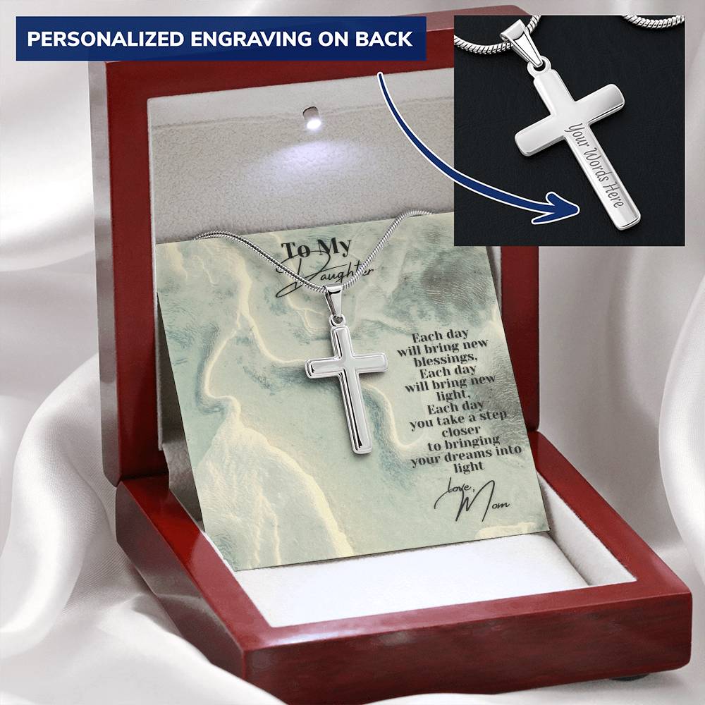 Each Day Customize Cross Necklace Customize Engraved Cross Necklace