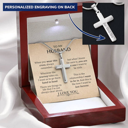 For Husband - When You Wear This Cross Always Remember Customize Engraved Cross Necklace