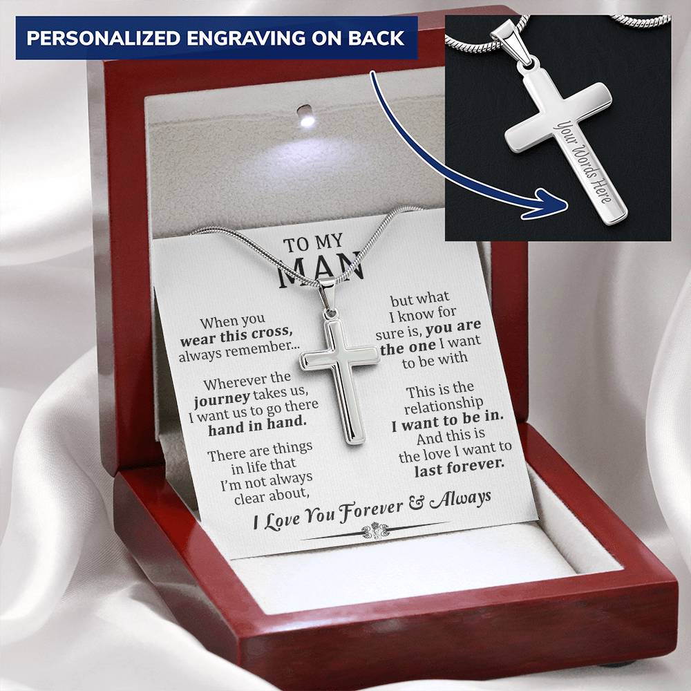 For Your Man - Go There 2 - Cross Customize Engraved Cross Necklace