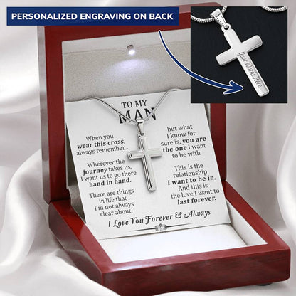 For Your Man - Go There 2 - Cross Customize Engraved Cross Necklace