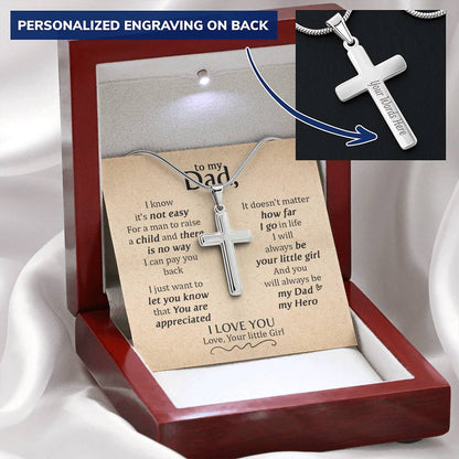 For Dad - You Are Appreciated - Cross Customize Engraved Cross Necklace