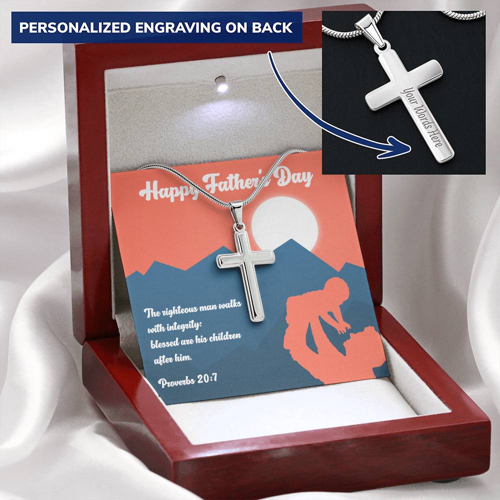 Christian Cross Necklace Father's Day Gift Men's Jewelry Birthday Gift Religious Gift Customize Engraved Cross Necklace