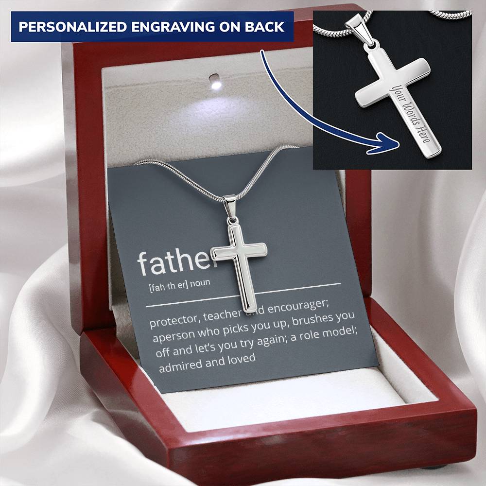 Cross Necklace For Dad Gift For Dad Customize Engraved Cross Necklace