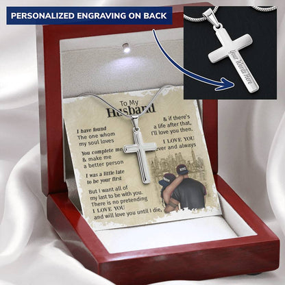 For Husband - You Complete Me - Cross Customize Engraved Cross Necklace