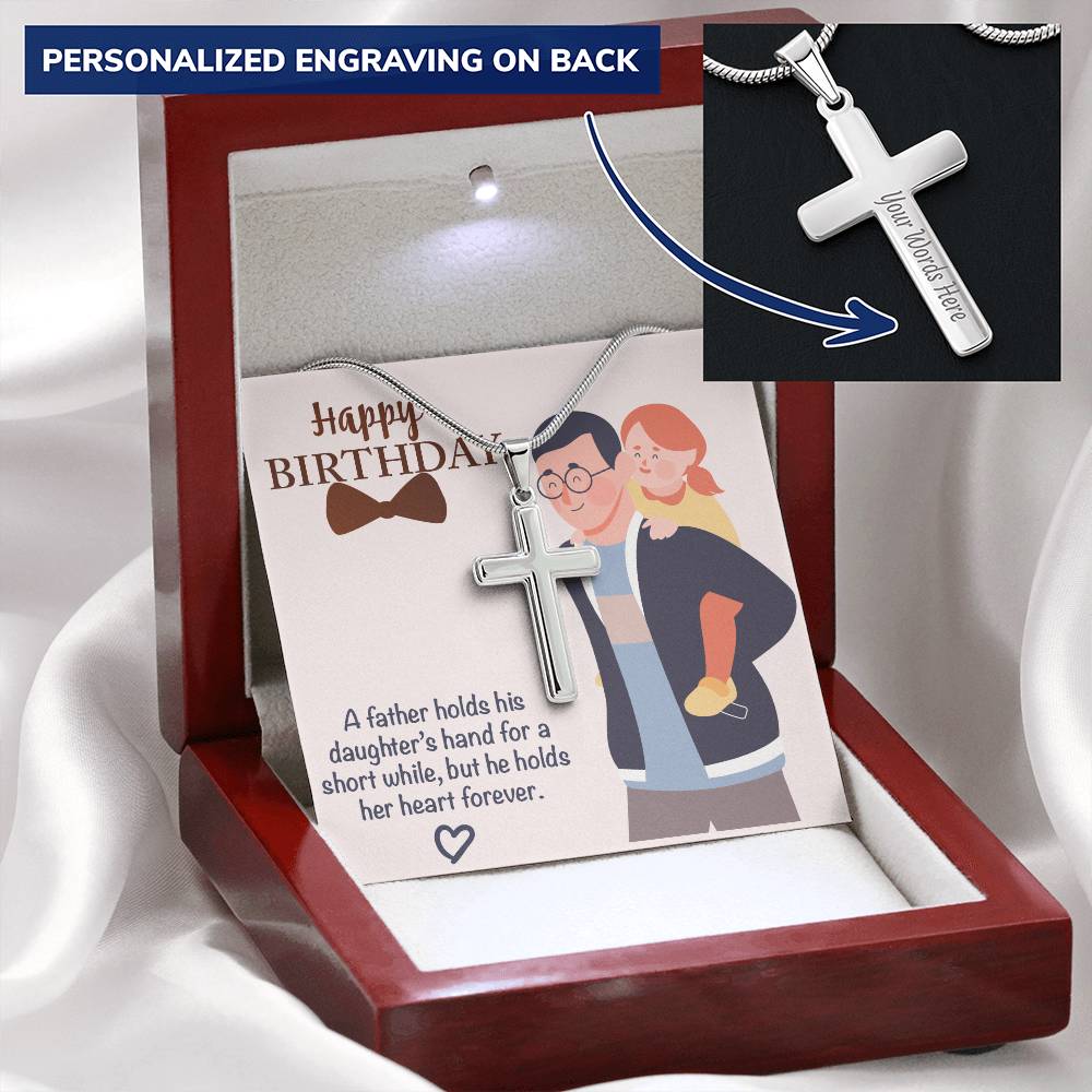 Dad Gift From Daughter Dad Birthday Gift From Daughter  Cross Necklace For Dad. 1 Customize Engraved Cross Necklace