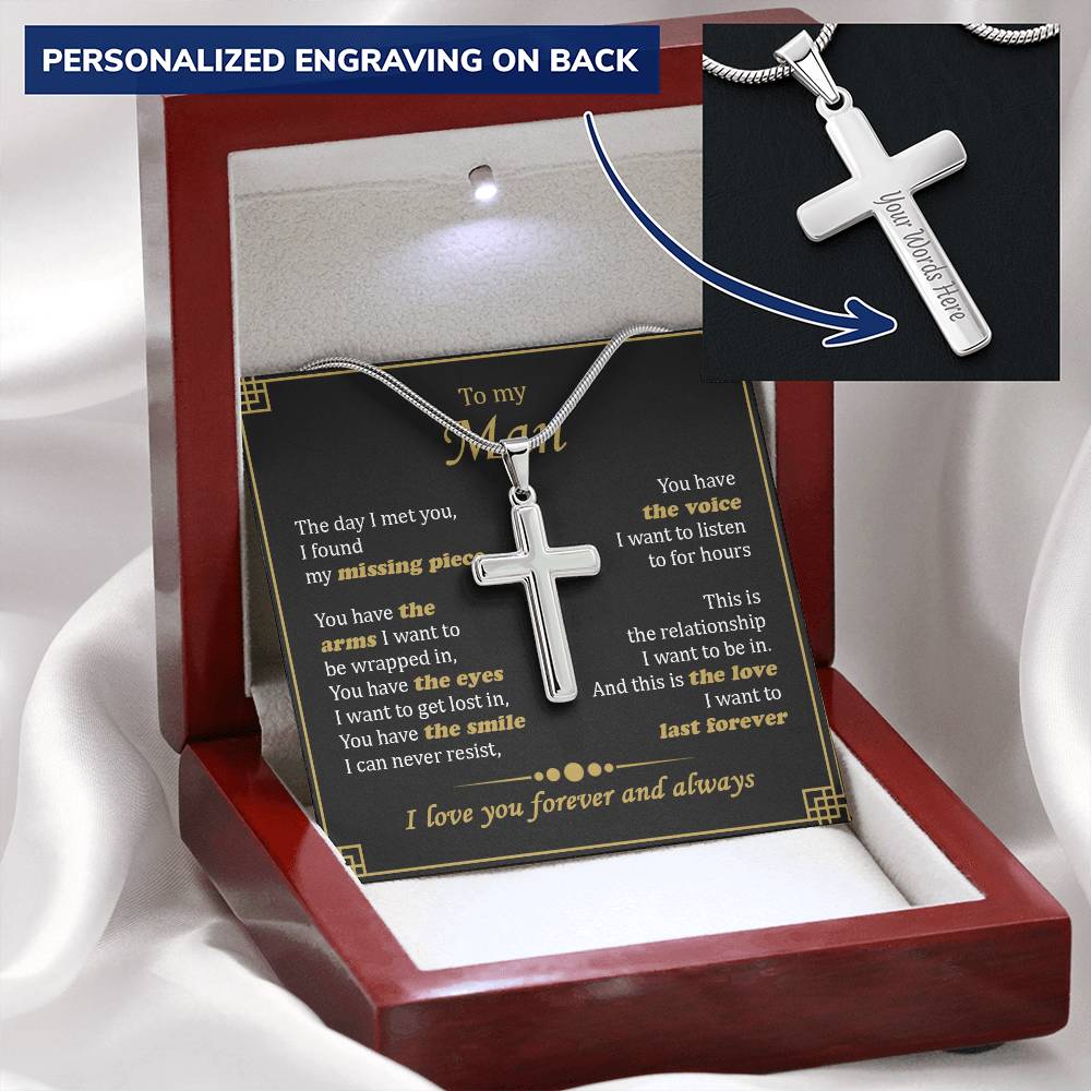 For Your Man - Can Never Resist - Cross Customize Engraved Cross Necklace