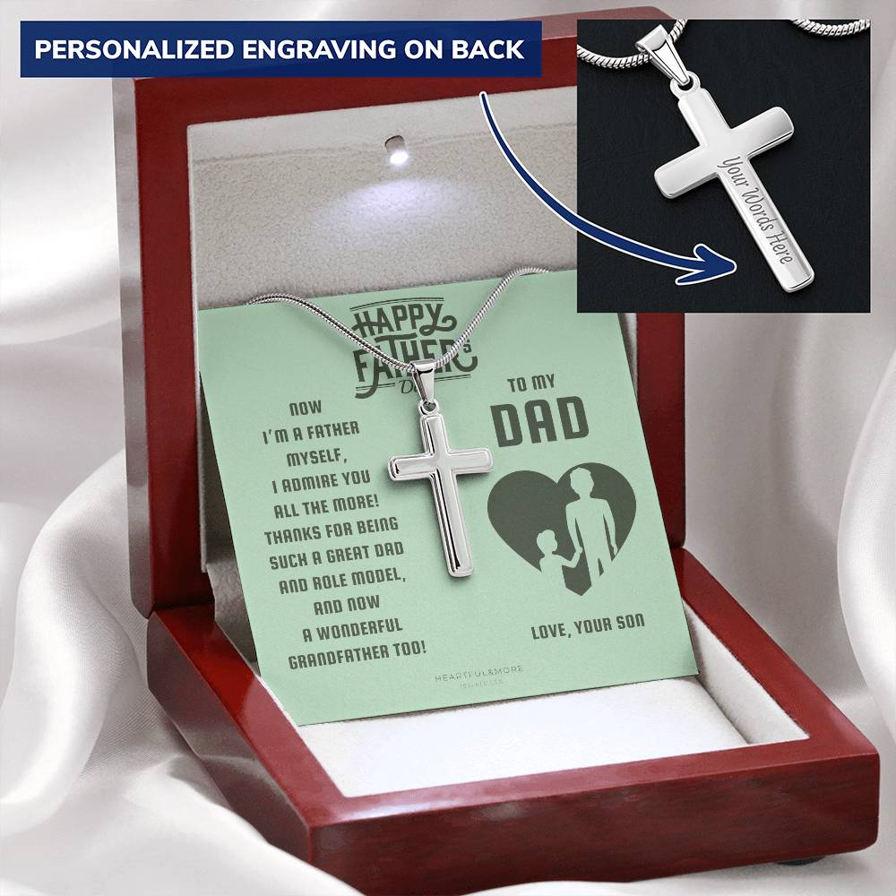 Gift For Dad On Father’S Day From Son Who Is A Father Father To Father Gift Dad Necklace From Son Cross Necklace Customize Engraved Cross Necklace