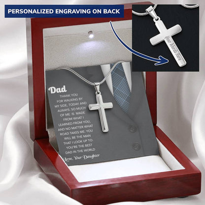 Fathers Day Gift For Your Dad Perfect Gift For Fathers Customize Engraving. Customize Engraved Cross Necklace